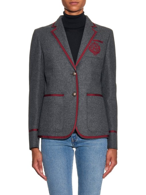 Embroidered-pocket wool-blend blazer | Gucci | MATCHESFASHION UK