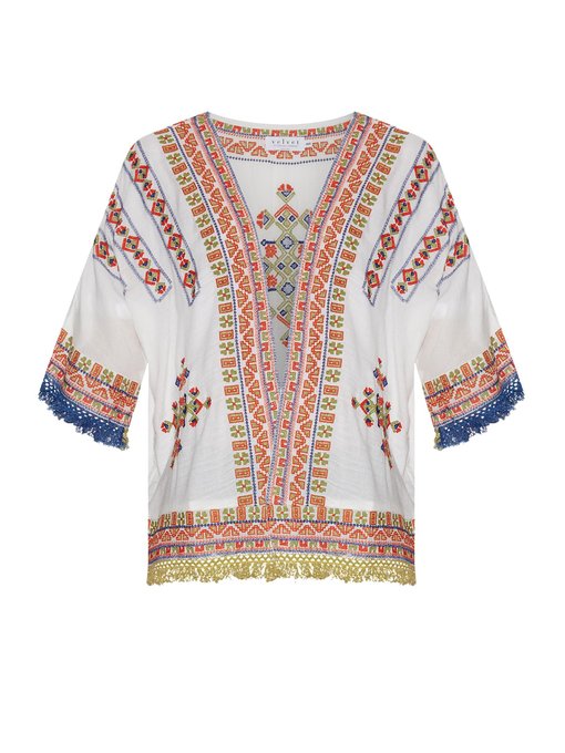 Embroidered cotton-blend jacket | Velvet By Graham & Spencer ...