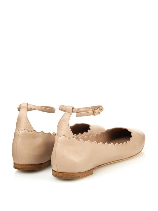 scalloped flats with ankle strap
