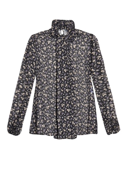 Floral-print silk-chiffon blouse | Alexander McQueen | MATCHESFASHION ...
