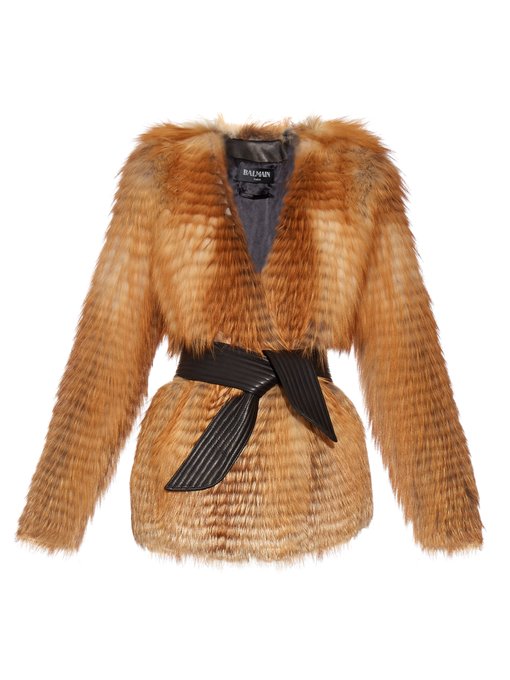 Long-sleeved fox-fur jacket | Balmain | MATCHESFASHION.COM US