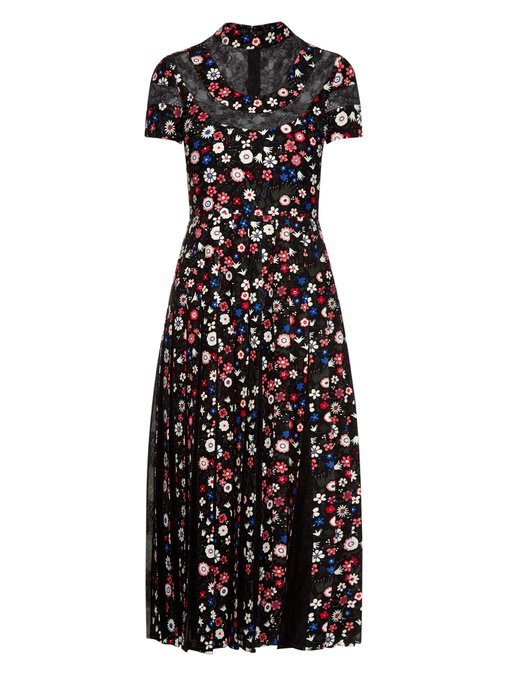 Spring Garden print pleated-skirt dress | Valentino | MATCHESFASHION US