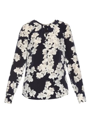 Celina Hibiya Orchid-print silk blouse | Erdem | MATCHESFASHION US