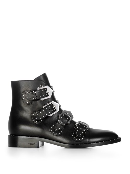 Prue stud-embellished leather flat ankle boots | Givenchy ...
