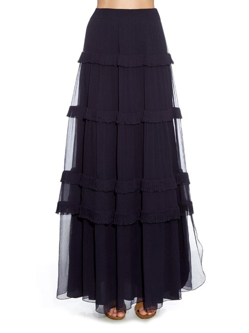 Ruffled tiered silk maxi skirt | Chloé | MATCHESFASHION.COM US