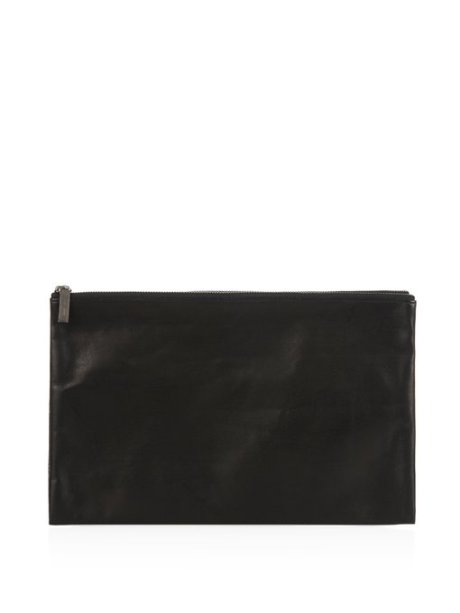 Leather and canvas-backed paper pouch | Yohji Yamamoto | MATCHESFASHION UK