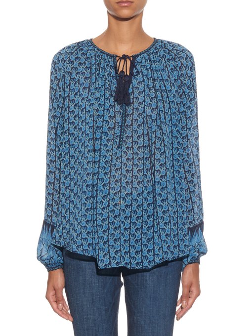 Indra block-print silk blouse | Talitha | MATCHESFASHION US