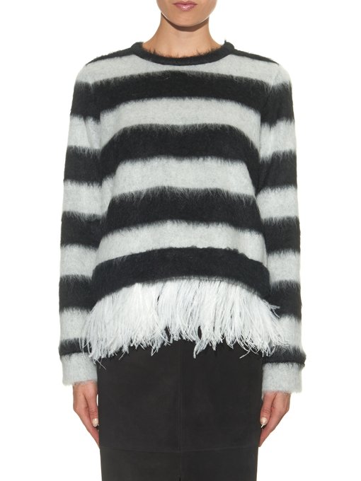 Feathered-hem striped knit sweater | No. 21 | MATCHESFASHION UK