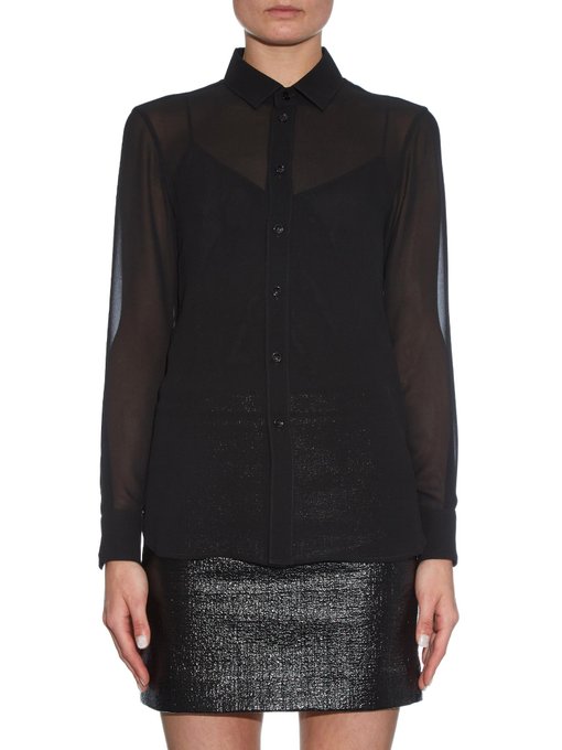 Sheer silk-georgette blouse | Saint Laurent | MATCHESFASHION UK