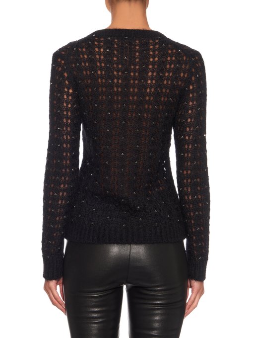 Crystal-embellished mohair-blend sweater | Saint Laurent ...