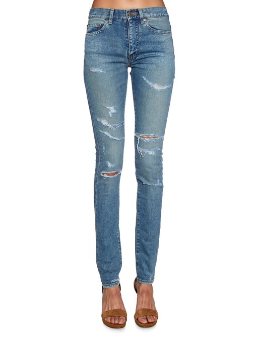 Mid-rise distressed skinny jeans | Saint Laurent | MATCHESFASHION US