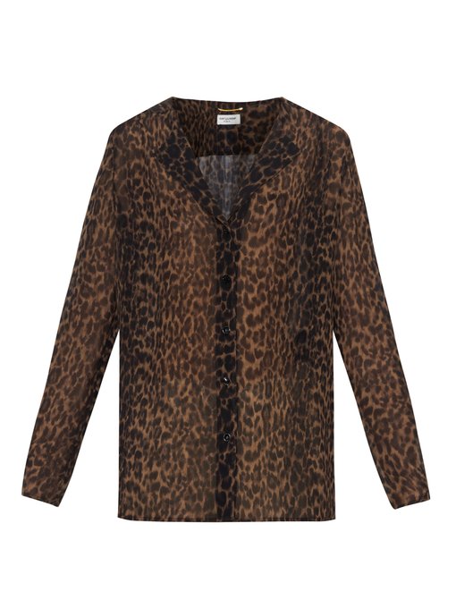 Leopard-print silk georgette shirt | Saint Laurent | MATCHESFASHION UK