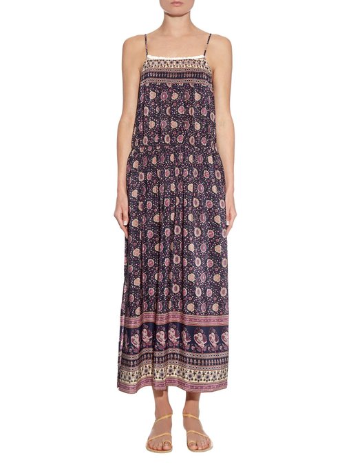 Pintuck bohemian-print silk dress | Sea | MATCHESFASHION US