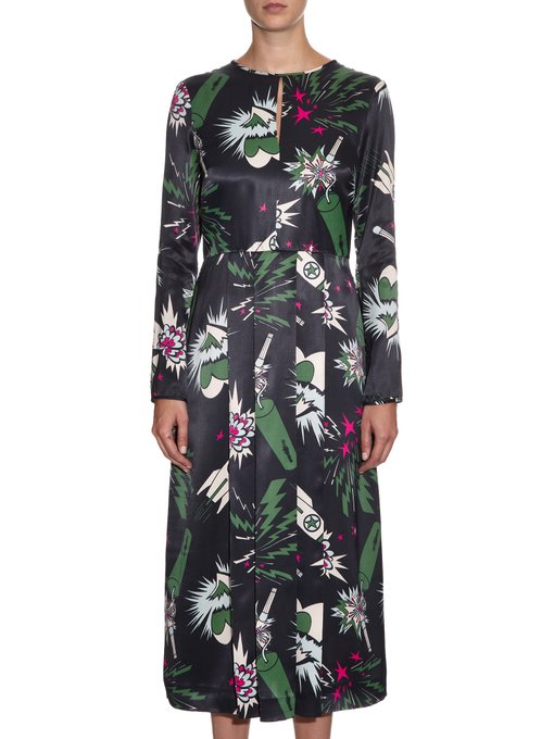 Explosion-print satin dress | MSGM | MATCHESFASHION UK