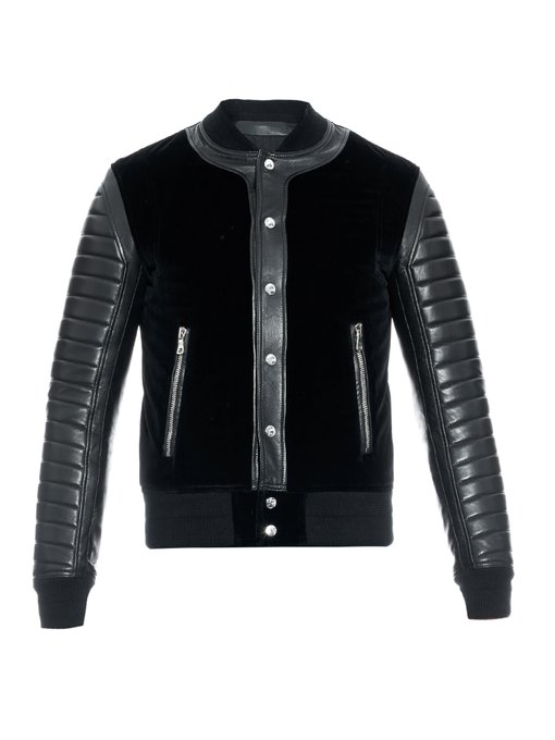Leather-sleeved varsity jacket | Balmain | MATCHESFASHION US