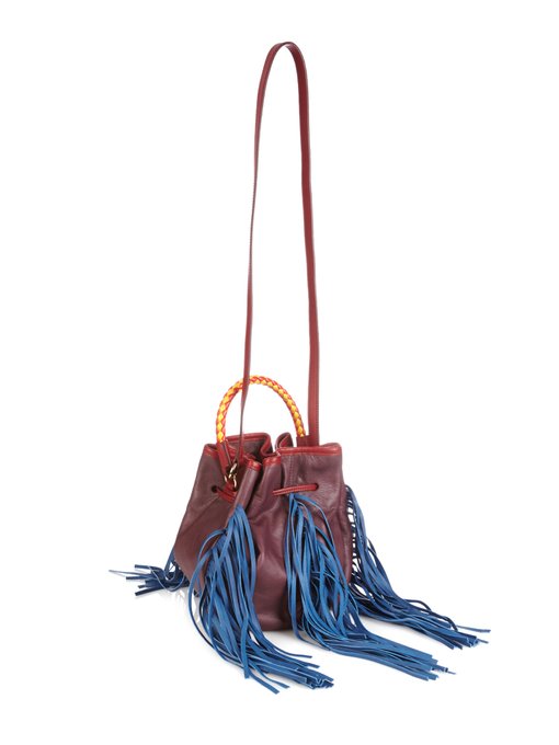 Jasmine small fringed leather bucket bag | Sara Battaglia ...
