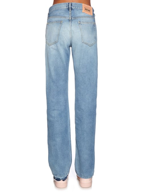 Simon glitter-stripe high-rise straight-leg jeans | Aries ...