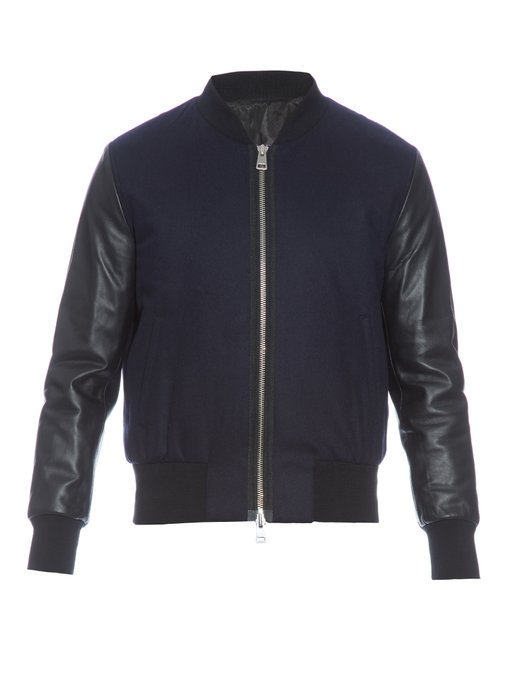 Teddy leather and wool-blend bomber jacket | AMI | MATCHESFASHION UK