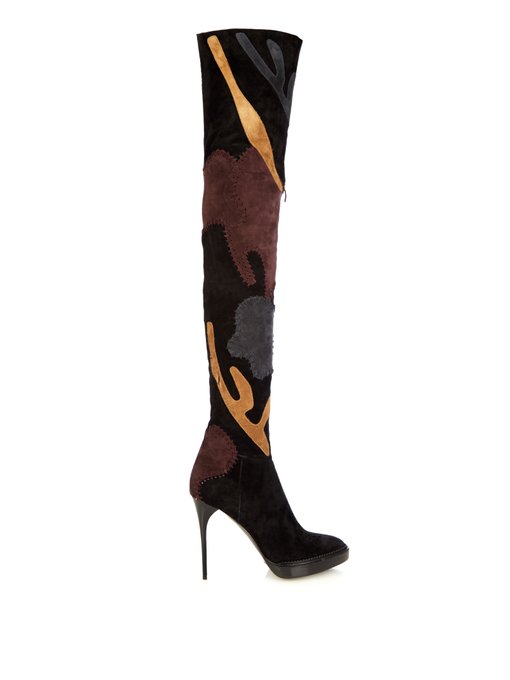 Over-the-knee embroidered suede boots | Burberry Prorsum ...