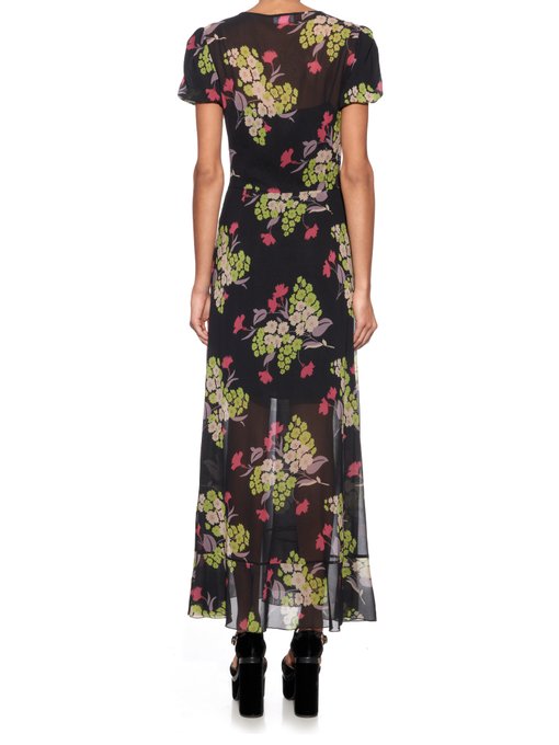 Flower-print silk-blend chiffon midi dress | REDValentino ...