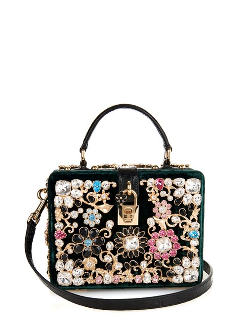 Dolce floral-embellished velvet box bag | Dolce & Gabbana ...