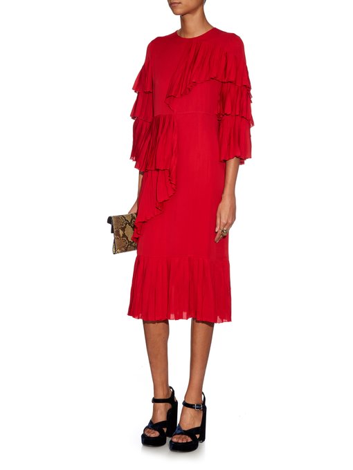 Ruffled silk-georgette dress | Gucci | MATCHESFASHION UK