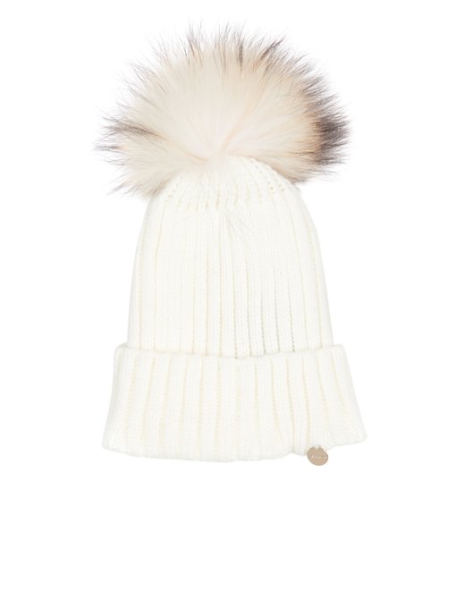 Fur-pompom knit beanie hat | Yves Salomon | MATCHESFASHION US