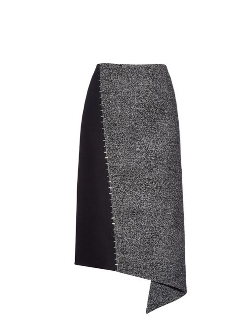Image result for Balenciaga Staples Detail Wool Blend Midi Skirt