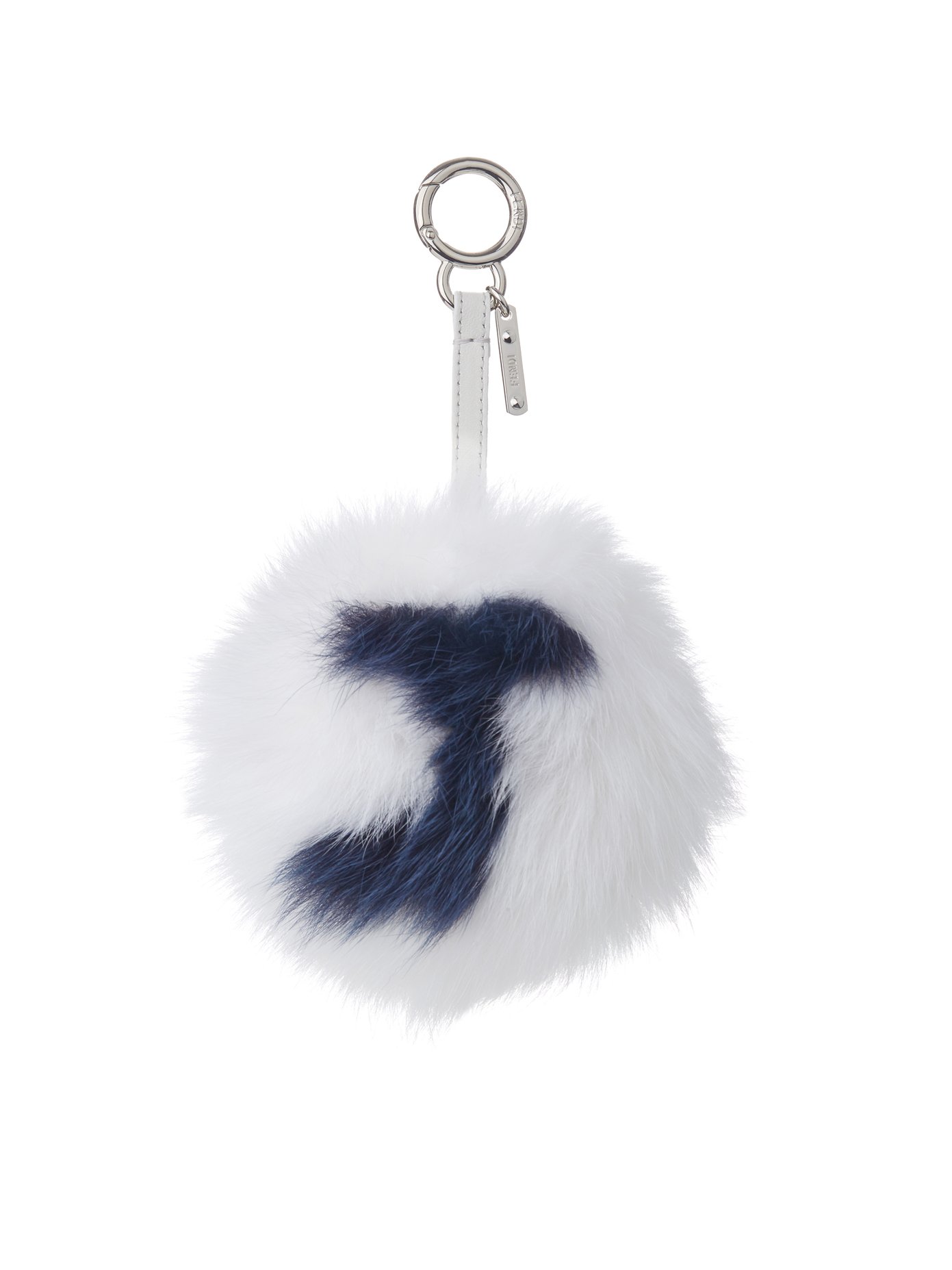 J-letter pompom fox-fur bag charm 