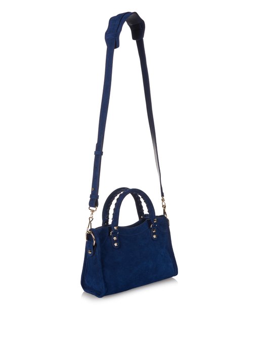 balenciaga blue suede bag