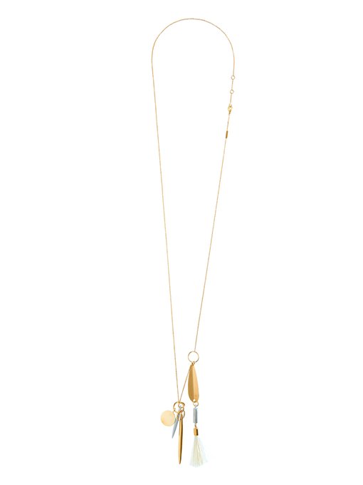 Harlow ostrich-feather charm brass necklace | Chloé | MATCHESFASHION US