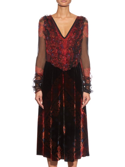Long-sleeved velvet and silk dress | Givenchy | MATCHESFASHION UK