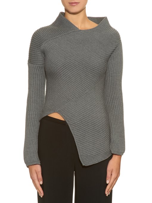 Asymmetric ribbedknit sweater Joseph MATCHESFASHION US