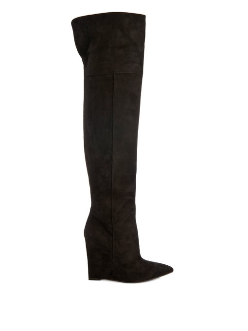 Over-the-knee suede wedge boots | Saint 