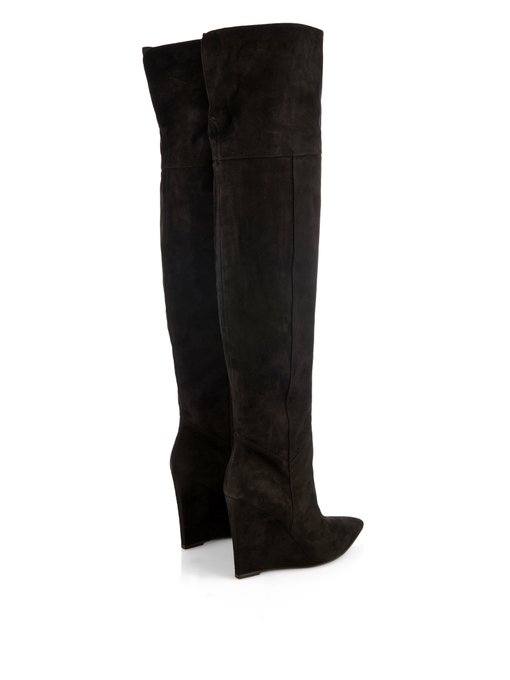 over the knee suede wedge boots