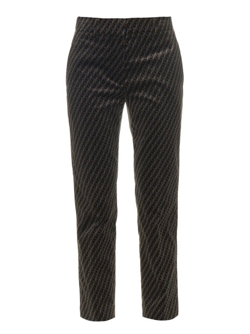 black velvet slim fit trousers