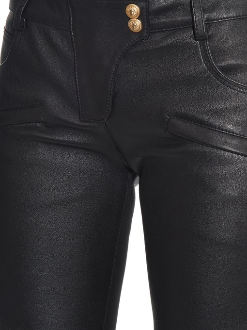 Low-rise leather biker trousers | Balmain | MATCHESFASHION UK
