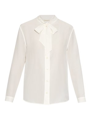 Lavallière-neck silk blouse | Saint Laurent | MATCHESFASHION US