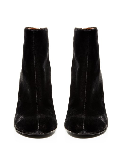 Curved block-heel velvet ankle boots | Stella McCartney | MATCHESFASHION UK