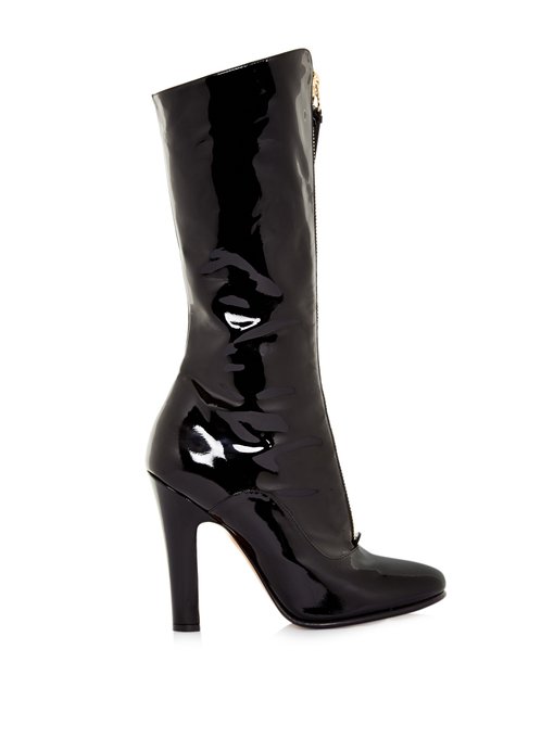 Valentino Revelle zip-front high-shine leather boots