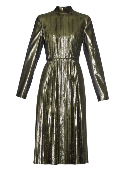 Metallic pleated midi dress | Loewe | MATCHESFASHION UK