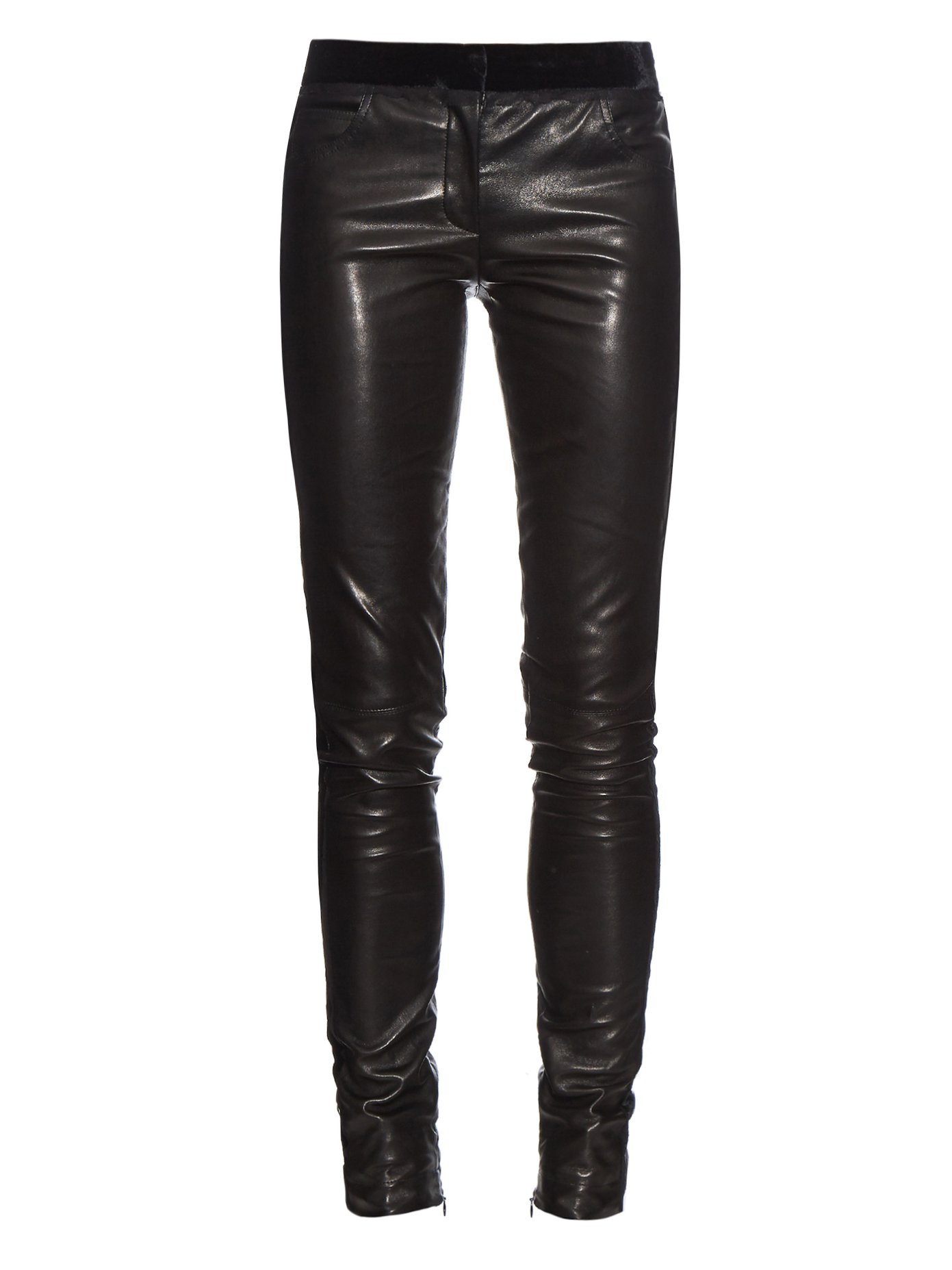 skinny leg leather pants