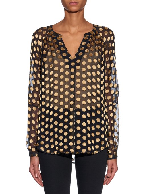 V-neck polka-dot burnout print blouse | Diane Von Furstenberg ...