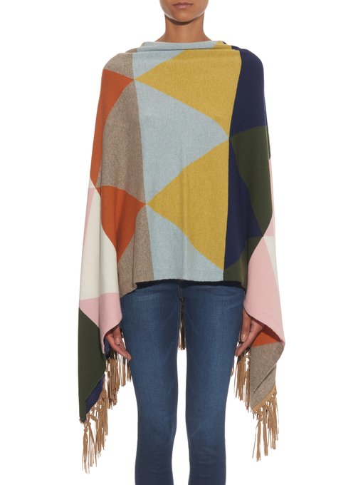 Queene and Belle Koko patchwork cashmere poncho