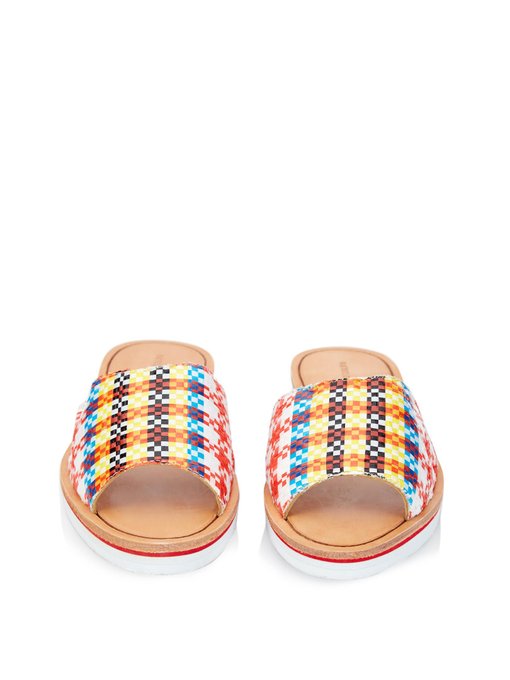 Malick woven-gingham slides | Rachel 