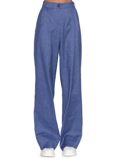 Wide-leg pleated denim trousers | Vivienne Westwood Anglomania ...