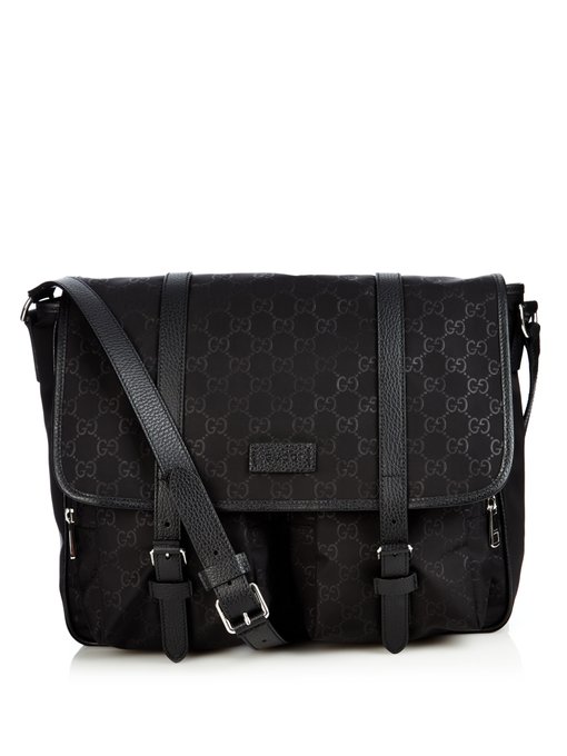 gucci black nylon messenger bag