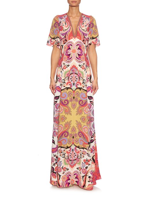 Patchwork paisley-print silk-crepe long dress | Etro | MATCHESFASHION ...