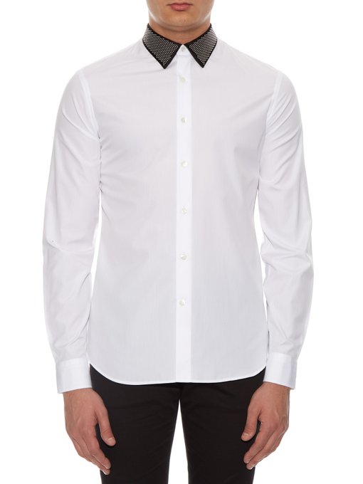 Studded collar button-cuff cotton shirt | Alexander McQueen ...