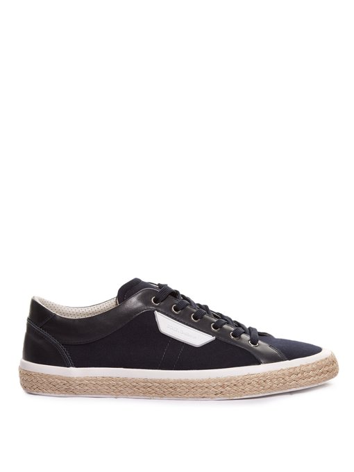 Espadrille-sole canvas and leather trainers | Dolce & Gabbana ...